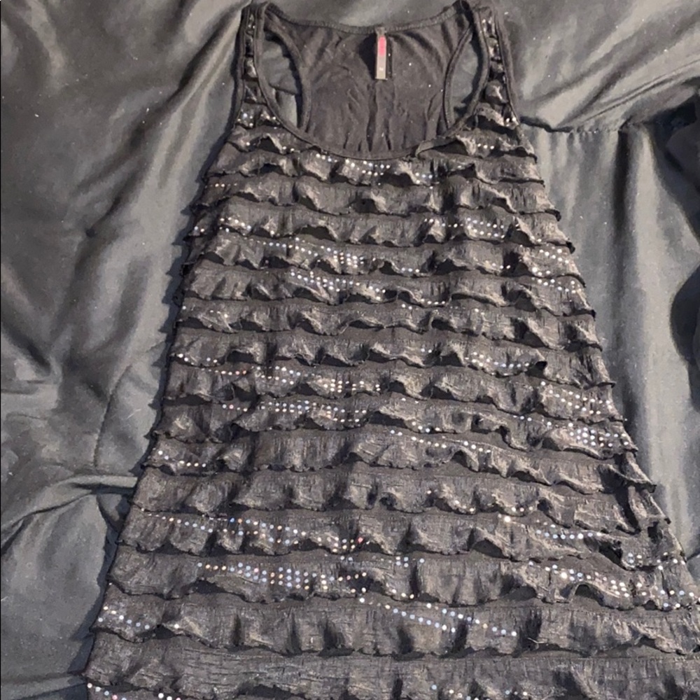 Candy Rain Black Racer Back Glitter Tank M